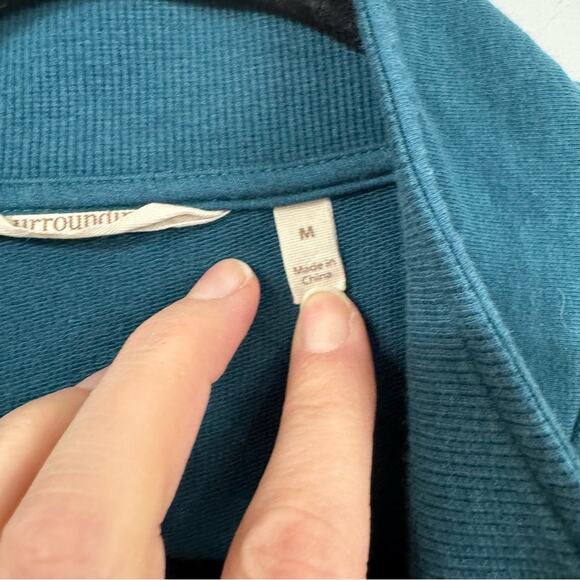 Soft Surroundings Teal Blue Snap Henley Tunic Top Long Sleeve Sweater Womens M - Picture 5 of 12